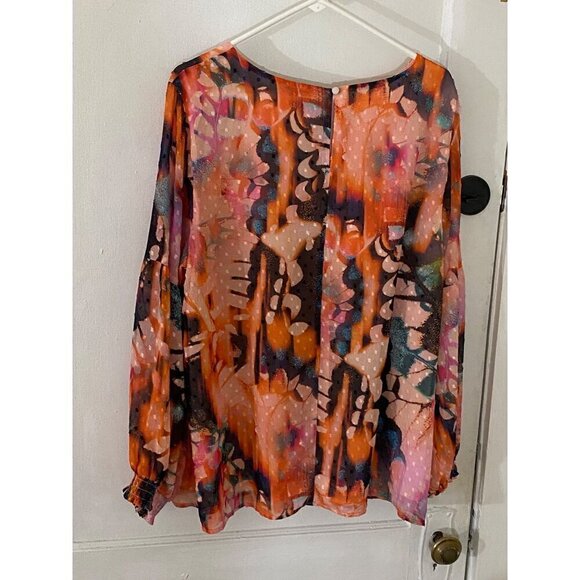 NWT Torrid Women's Long Sleeve Chiffon Clip Dot Blousson Sleeve Blouse - 2XL - Picture 5 of 13